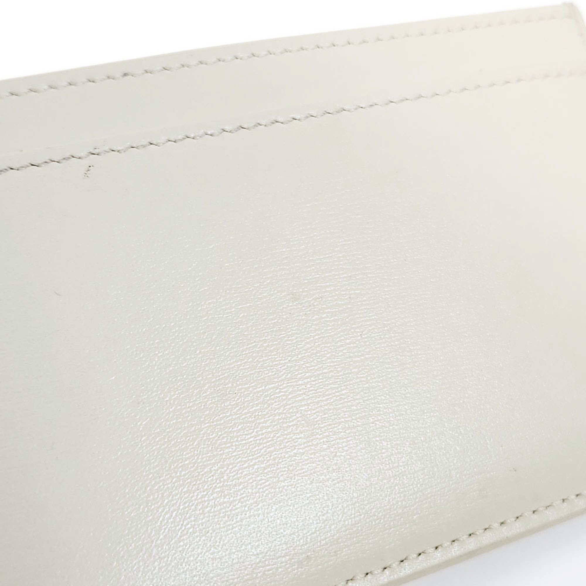 CELINE Triomphe Business Card Holder - Ivory Leather Pass Case for Women