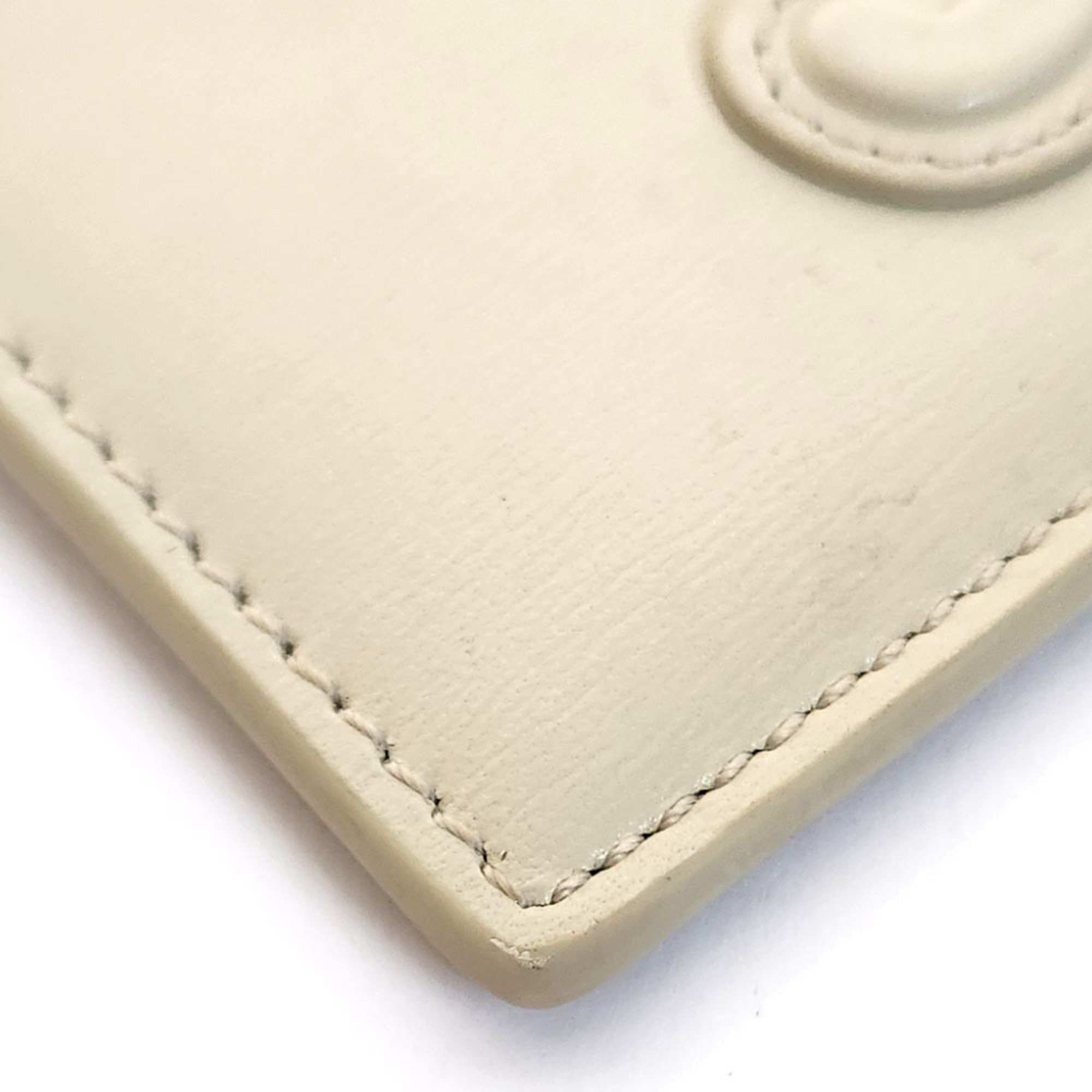 CELINE Triomphe Business Card Holder - Ivory Leather Pass Case for Women