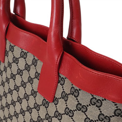 Gucci Old GG Canvas Handbag Beige Red 002・1121 Women's Leather Tote Bag GUCCI