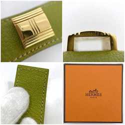 Hermes Artemis Bracelet Green Leather Epsom F Stamped HERMES Women's