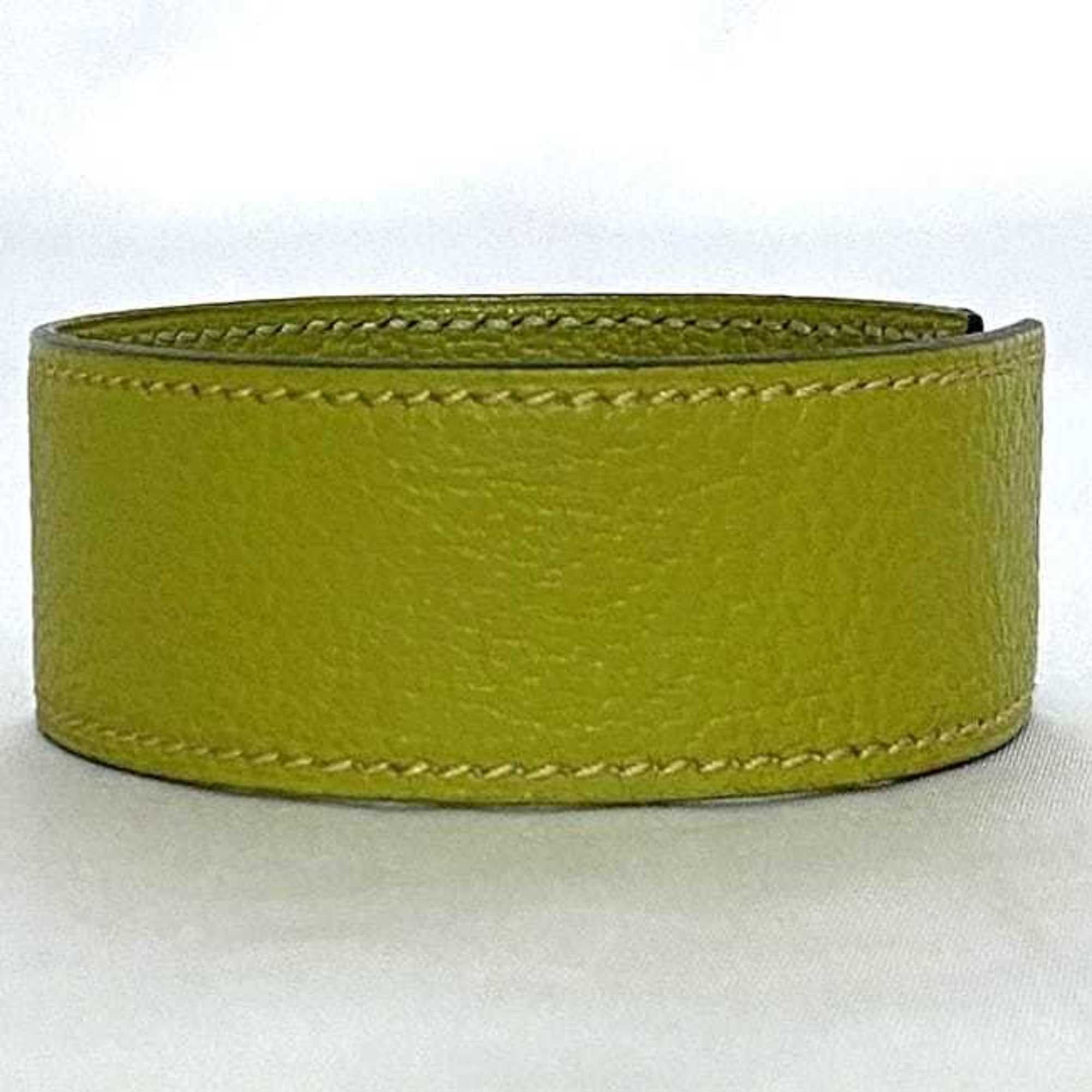 Hermes Artemis Bracelet Green Leather Epsom F Stamped HERMES Women's