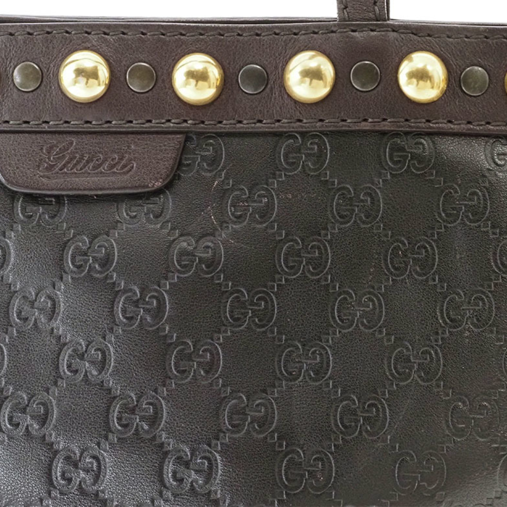 Gucci Guccissima Studded Tote Bag Shoulder Brown 207291 Women's Leather GUCCI