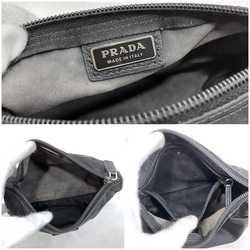 Prada Pouch Black NERO Tessuto 1N0011 Nylon PRADA Triangle Plate Men's Women's