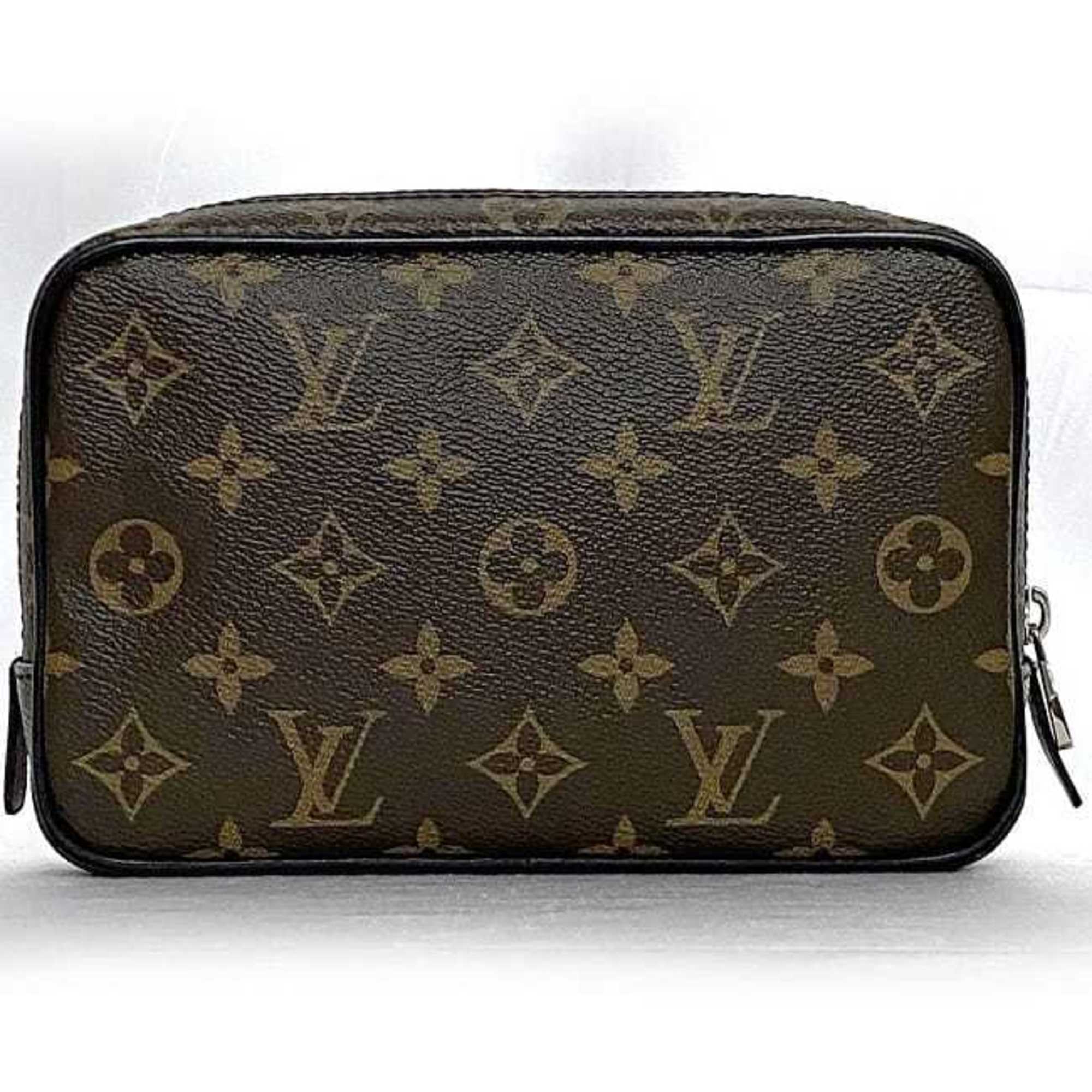 Louis Vuitton Pouch True Toilette PM Brown Black Monogram Macassar M47507 Second Bag Canvas Leather BA3187 LOUIS VUITTON Compact Unisex