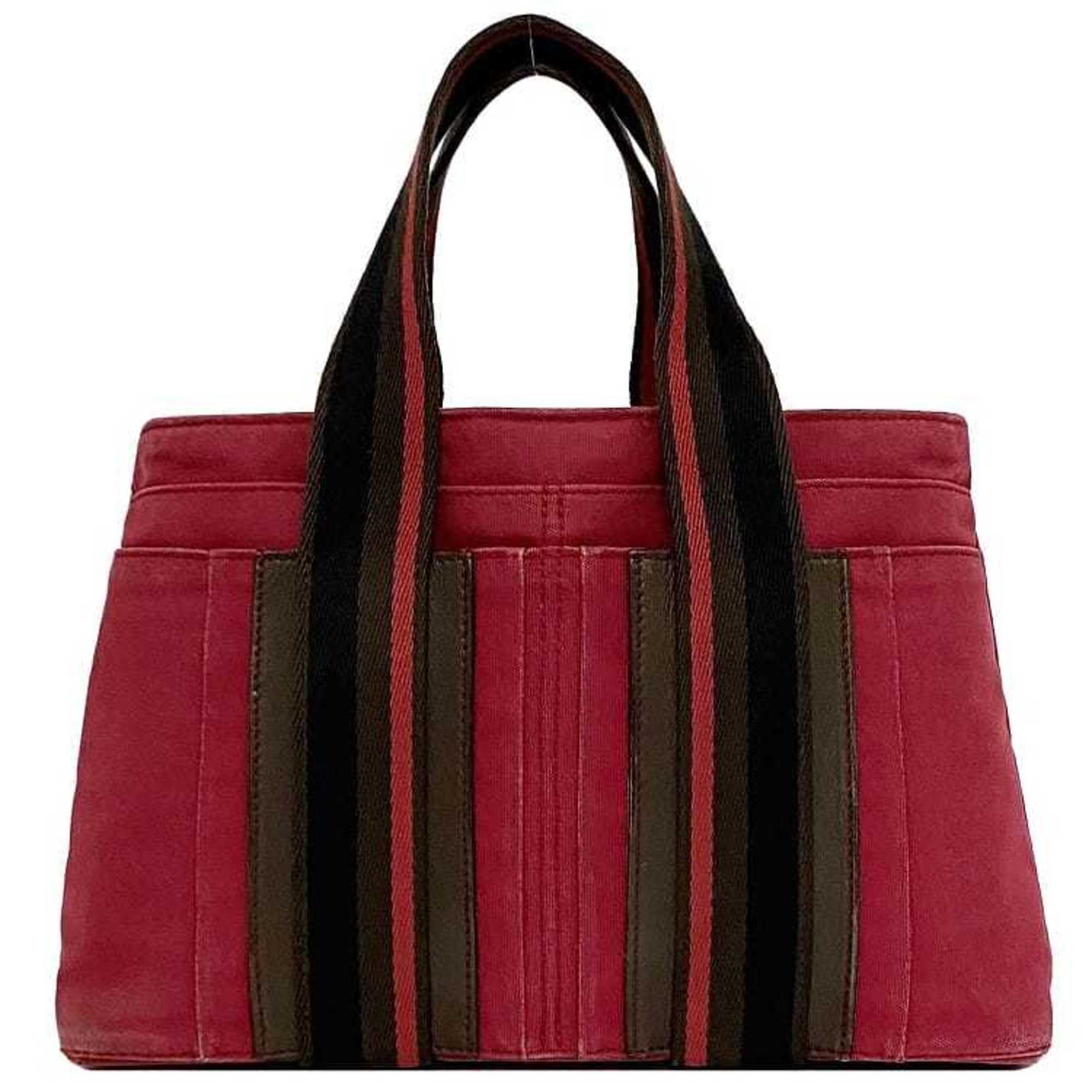 Hermes handbag Troca Horizontal Red Tote bag Canvas Leather HERMES color Women's