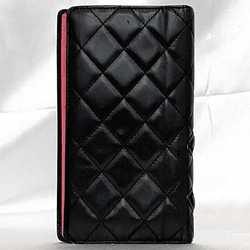 Chanel Bi-fold Long Wallet Black Cambon A26717 Coco Mark Leather 1 CHANEL Quilted Women's Pink Card