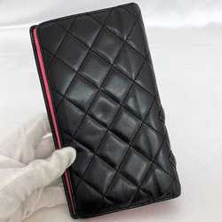 Chanel Bi-fold Long Wallet Black Cambon A26717 Coco Mark Leather 1 CHANEL Quilted Women's Pink Card