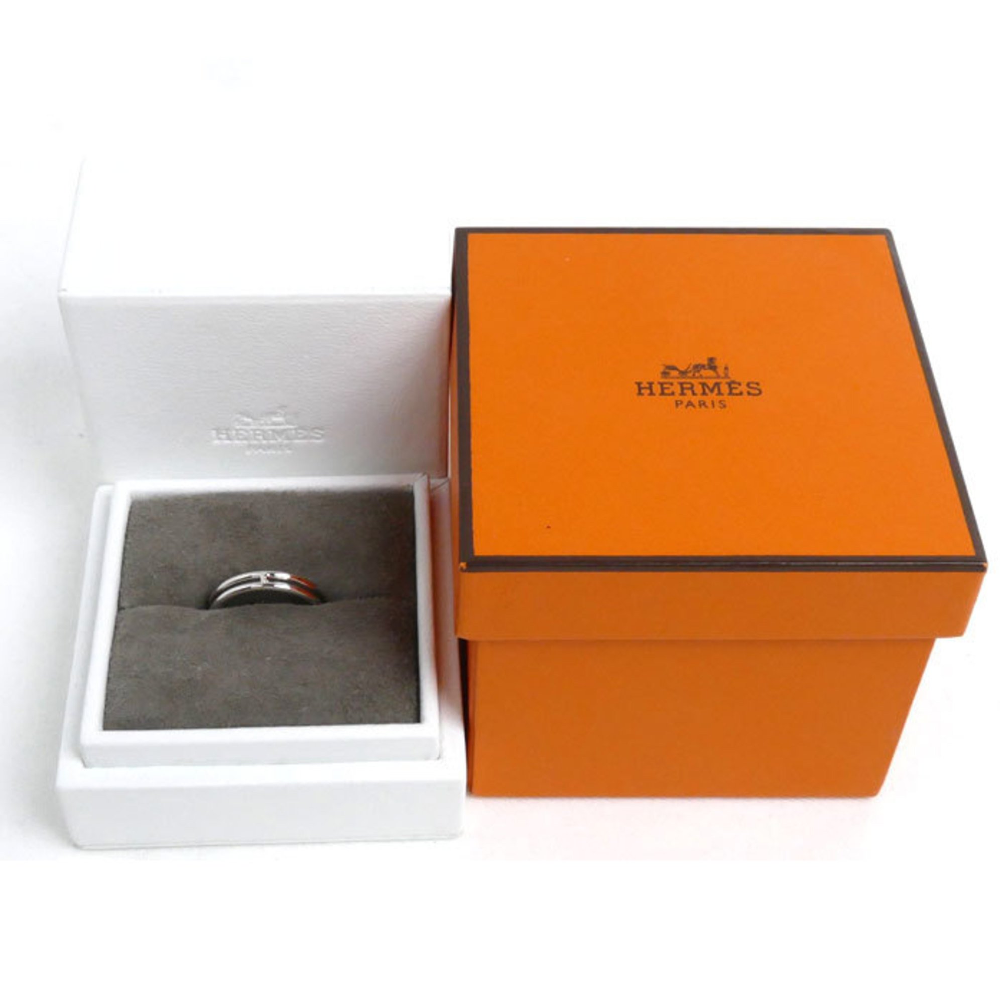 HERMES Ariane Ring, K18WG White Gold, H119834B 00057, Size 16.5, 57, 3.4g, for Women