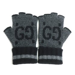 GUCCI Cashmere Fingerless Gloves Black Grey 726586 4GABX S Women's