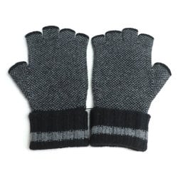 GUCCI Cashmere Fingerless Gloves Black Grey 726586 4GABX S Women's