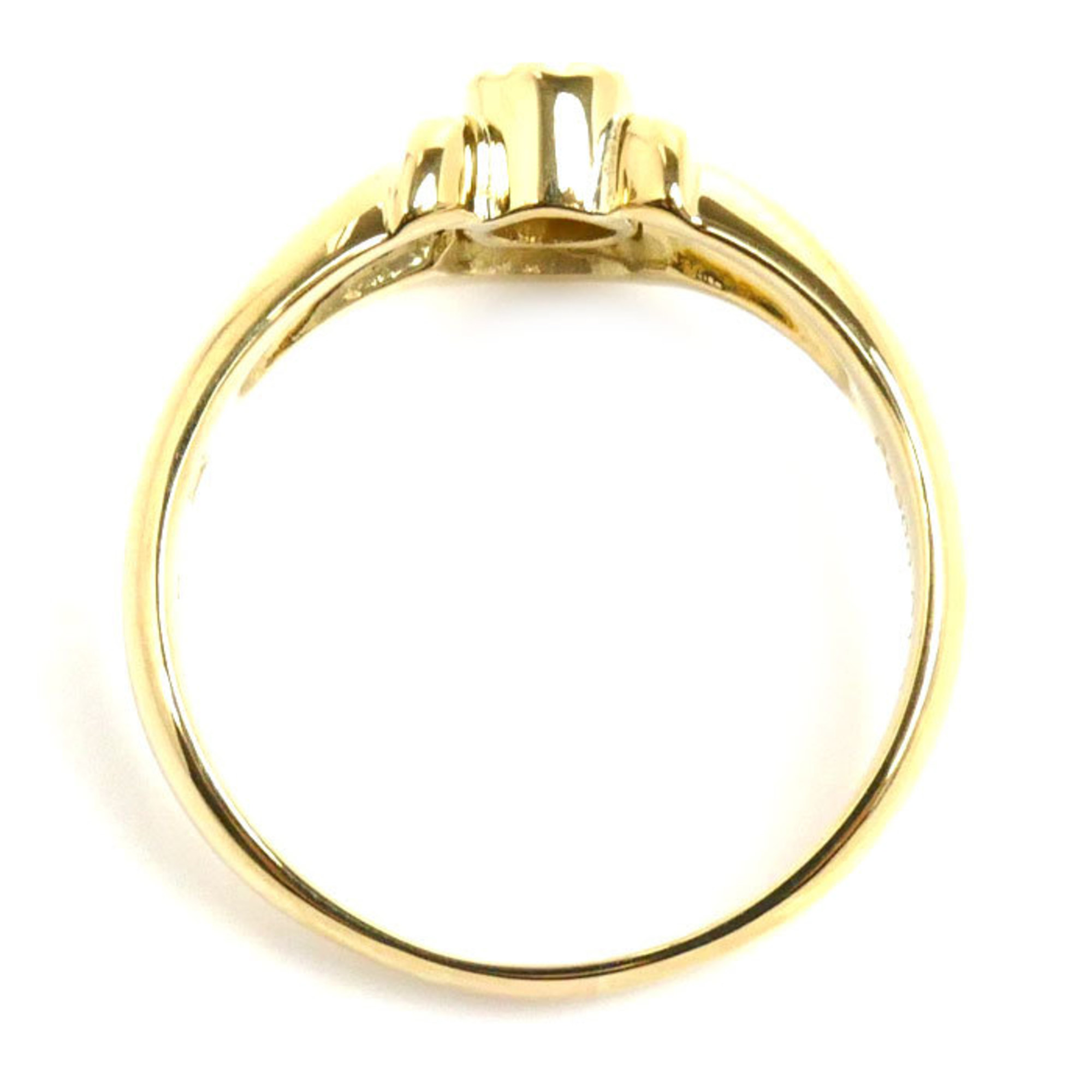 CELINE Celine K18YG Yellow Gold Pt900 Platinum Macadam Ring Diamond 0.10ct Size 15.5 5.1g Women's