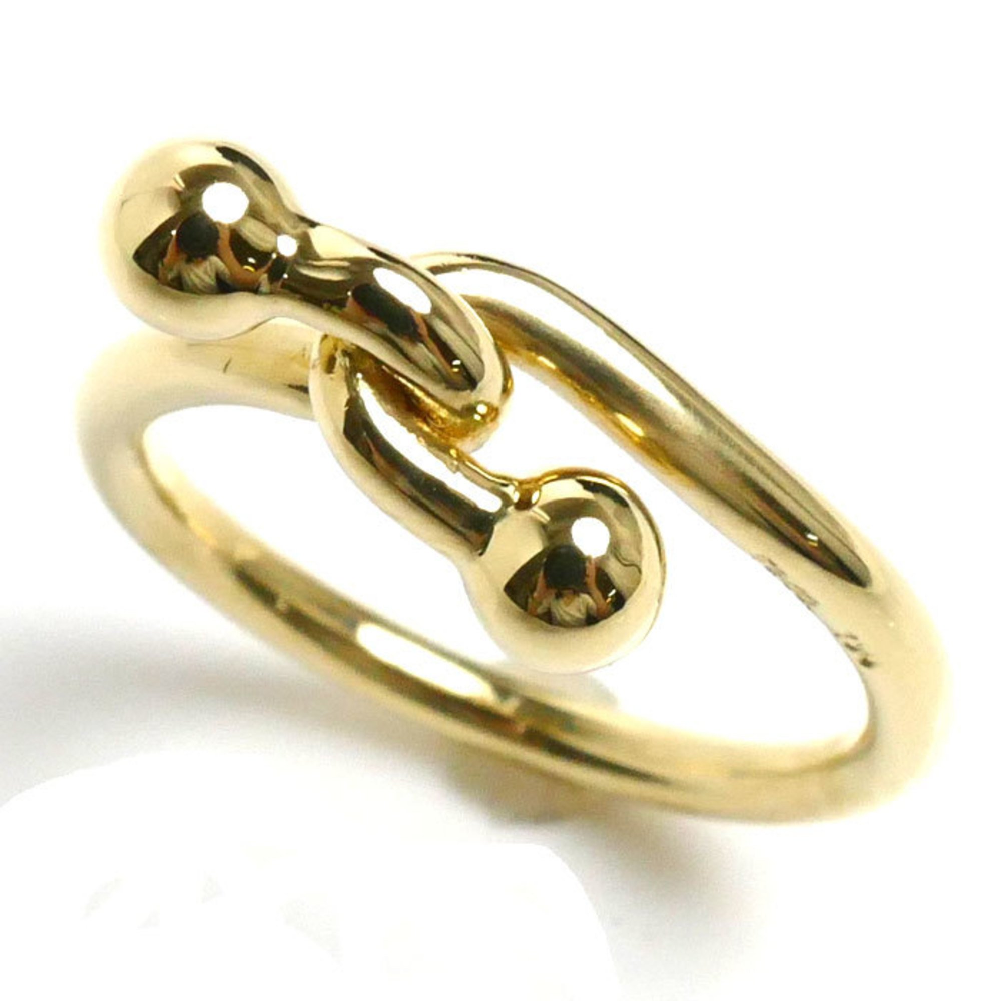 TIFFANY&Co. Tiffany K18YG Yellow Gold Double Hook Ring, Size 8, 3.0g, Women's