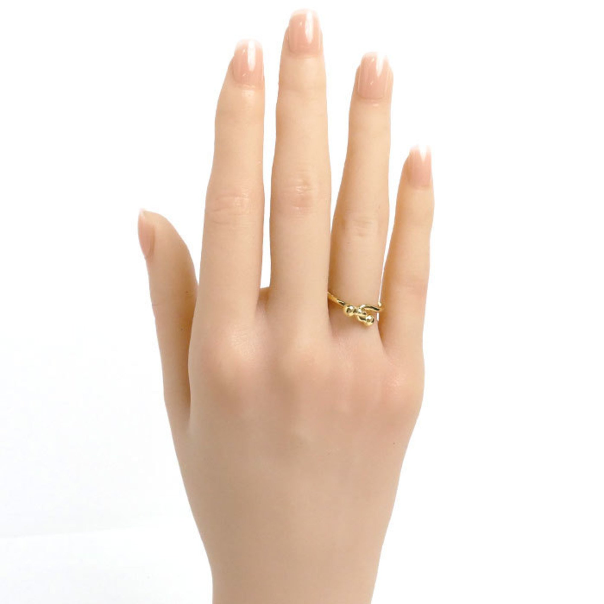 TIFFANY&Co. Tiffany K18YG Yellow Gold Double Hook Ring, Size 8, 3.0g, Women's