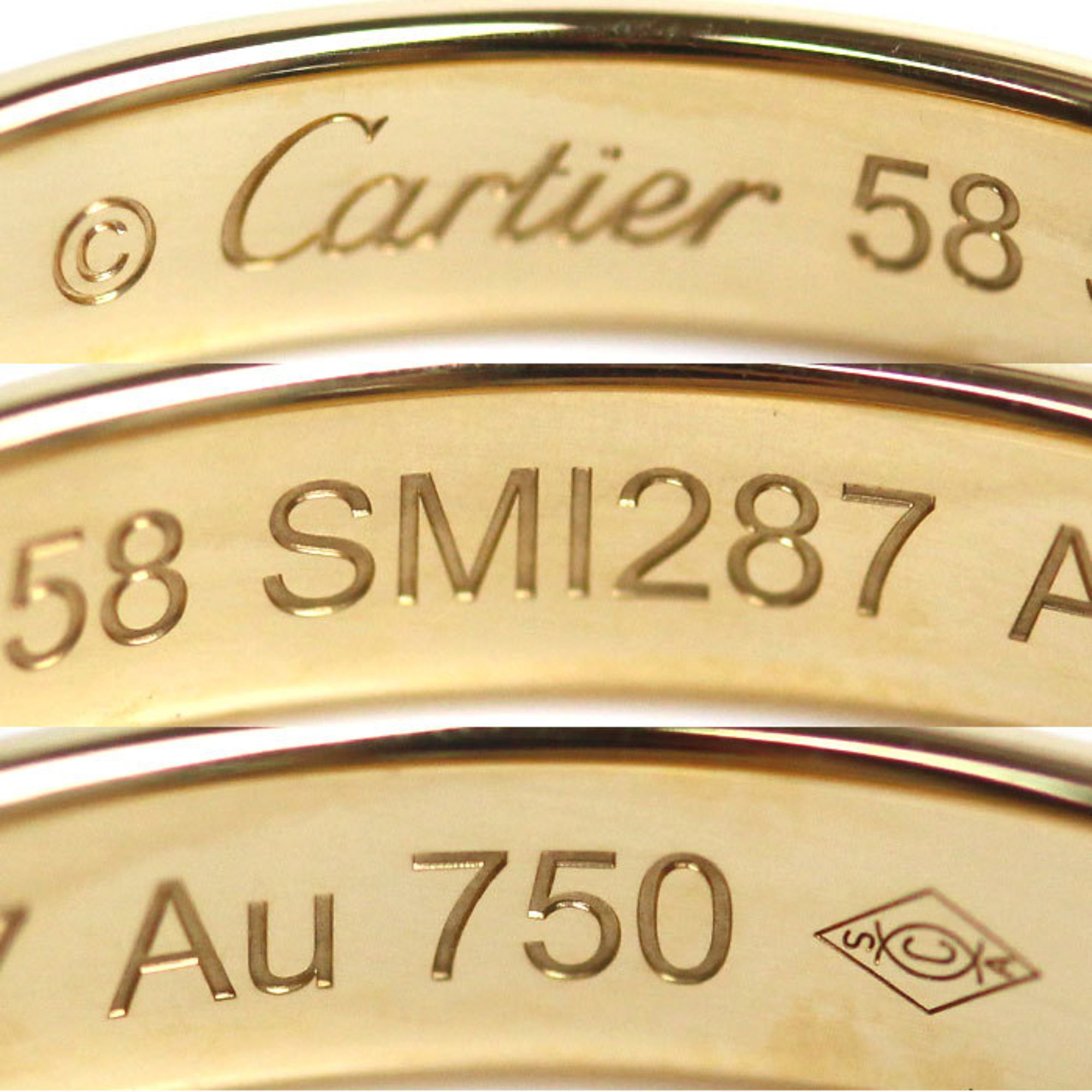 CARTIER Cartier K18YG Yellow Gold 1895 Wedding Ring B4031258 Size 17.5 58 4.9g Unisex