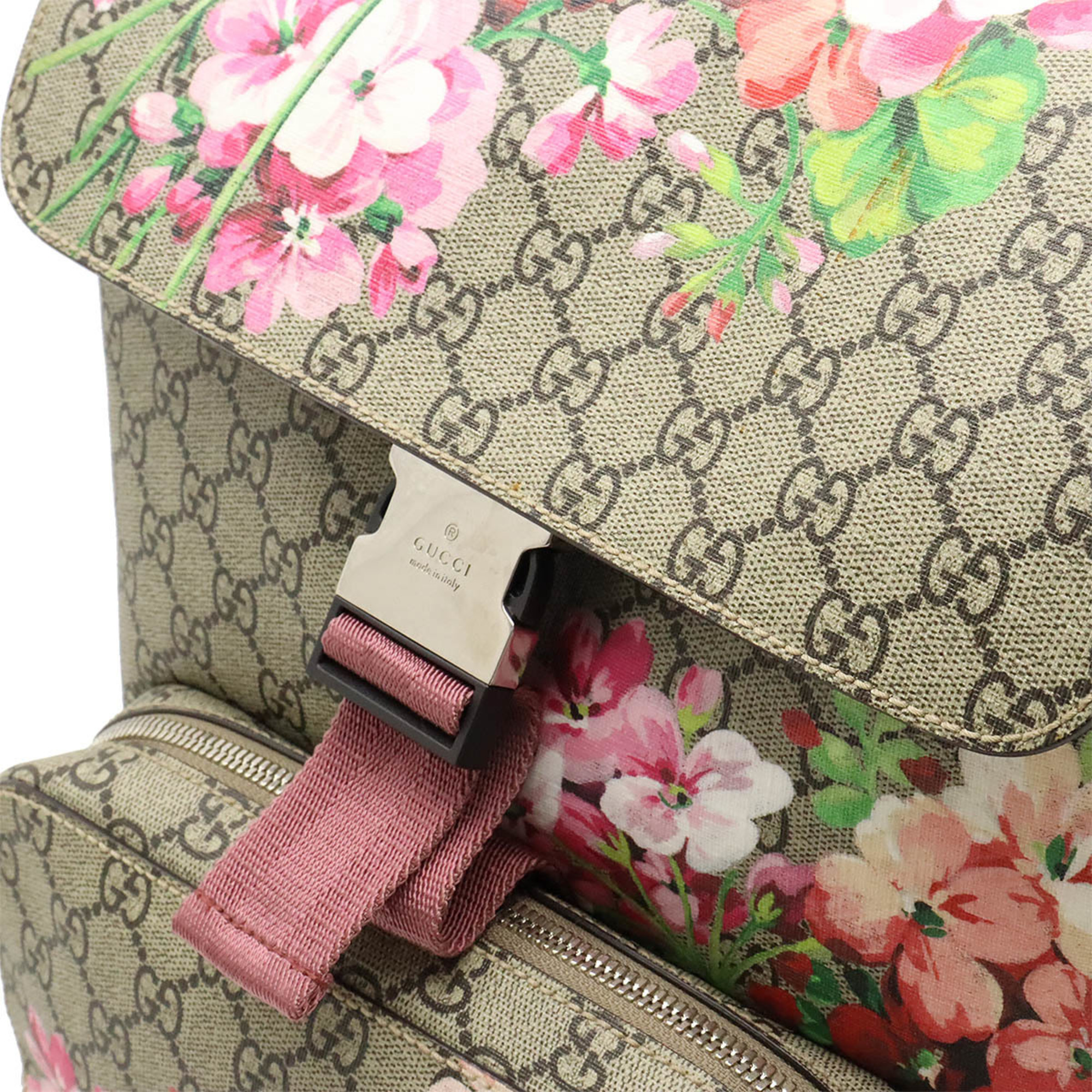 GUCCI GG Blooms Supreme Backpack PVC Suede Flower Print Beige Pink Multicolor 405019