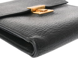 HERMES Click 12 Black D Stamp (around 2019) Unisex Chevre Bi-fold Wallet