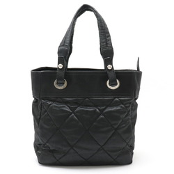 CHANEL Paris Biarritz Tote PM bag Shoulder Satin-like coated canvas Black Charm missing A34208