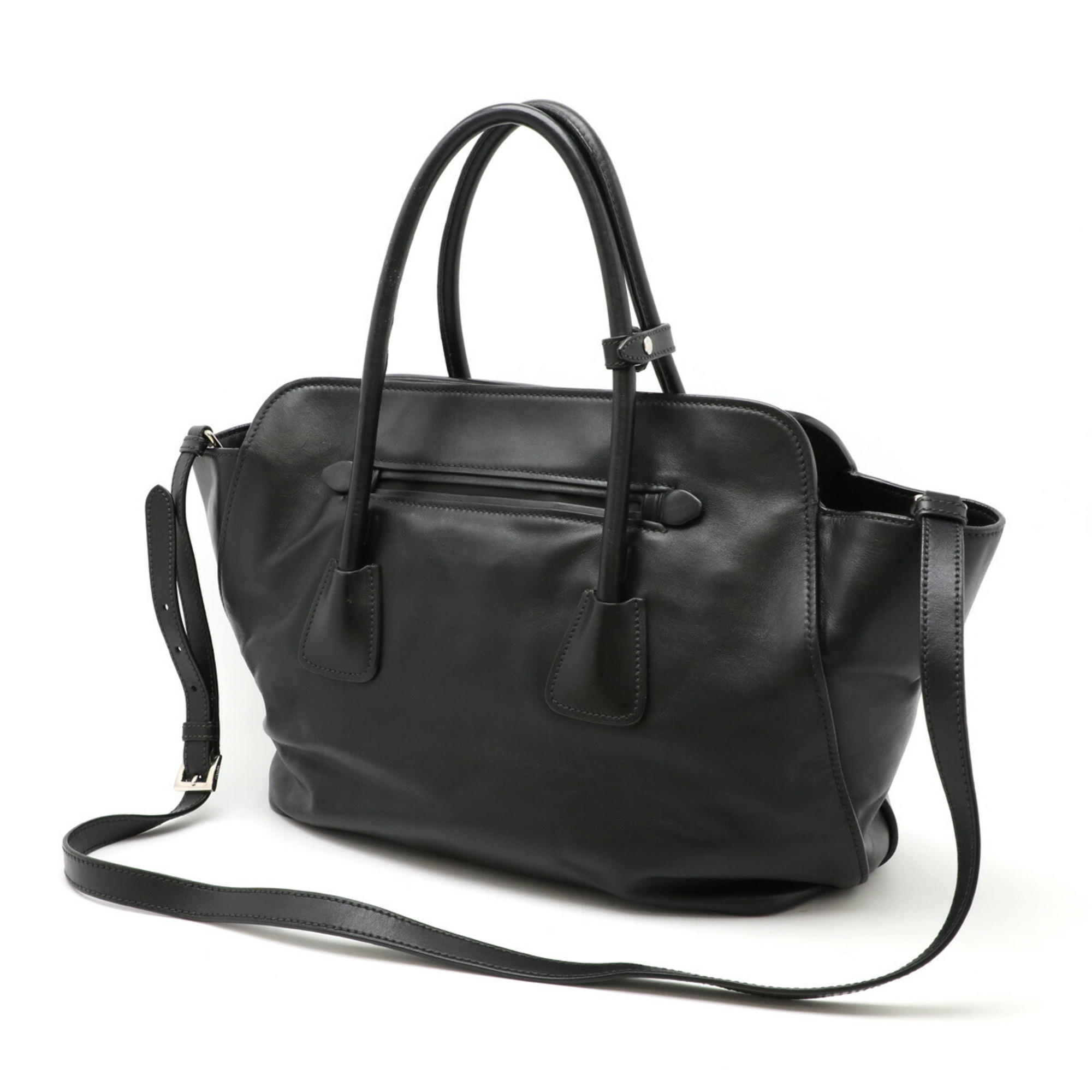 PRADA Prada Handbag Shoulder Bag SOFT CALF Leather NERO Black Purchased at a domestic boutique BN2611