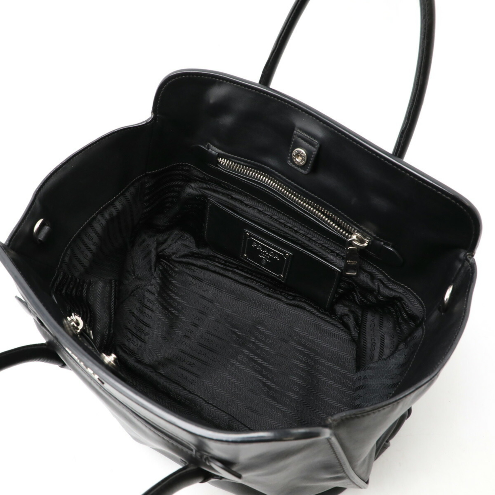 PRADA Prada Handbag Shoulder Bag SOFT CALF Leather NERO Black Purchased at a domestic boutique BN2611