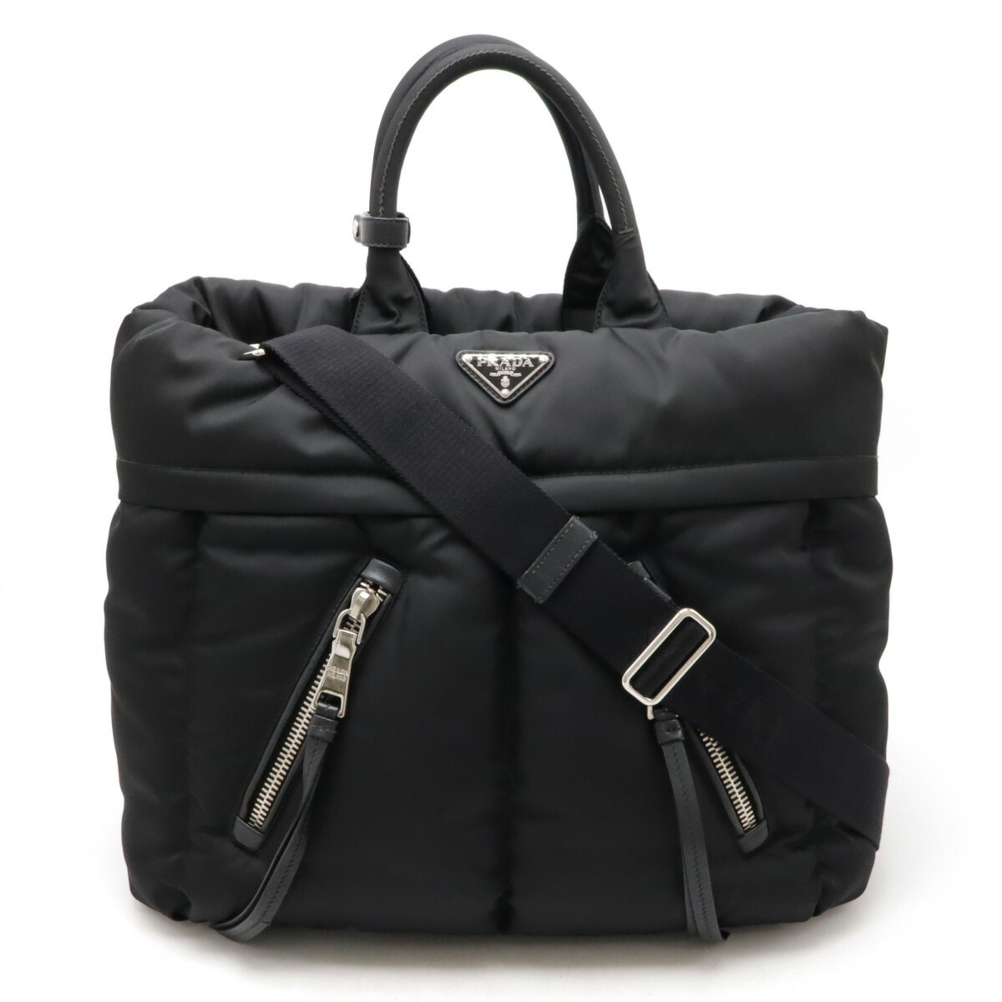 PRADA Tessuto Bomber Tote Bag Shoulder Nylon Leather NERO Black Purchased at a domestic boutique BN2617