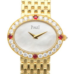 Piaget Watch 18K P10242 Quartz Ladies PIAGET Diamond Bezel White Shell