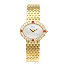 Piaget Watch 18K P10242 Quartz Ladies PIAGET Diamond Bezel White Shell