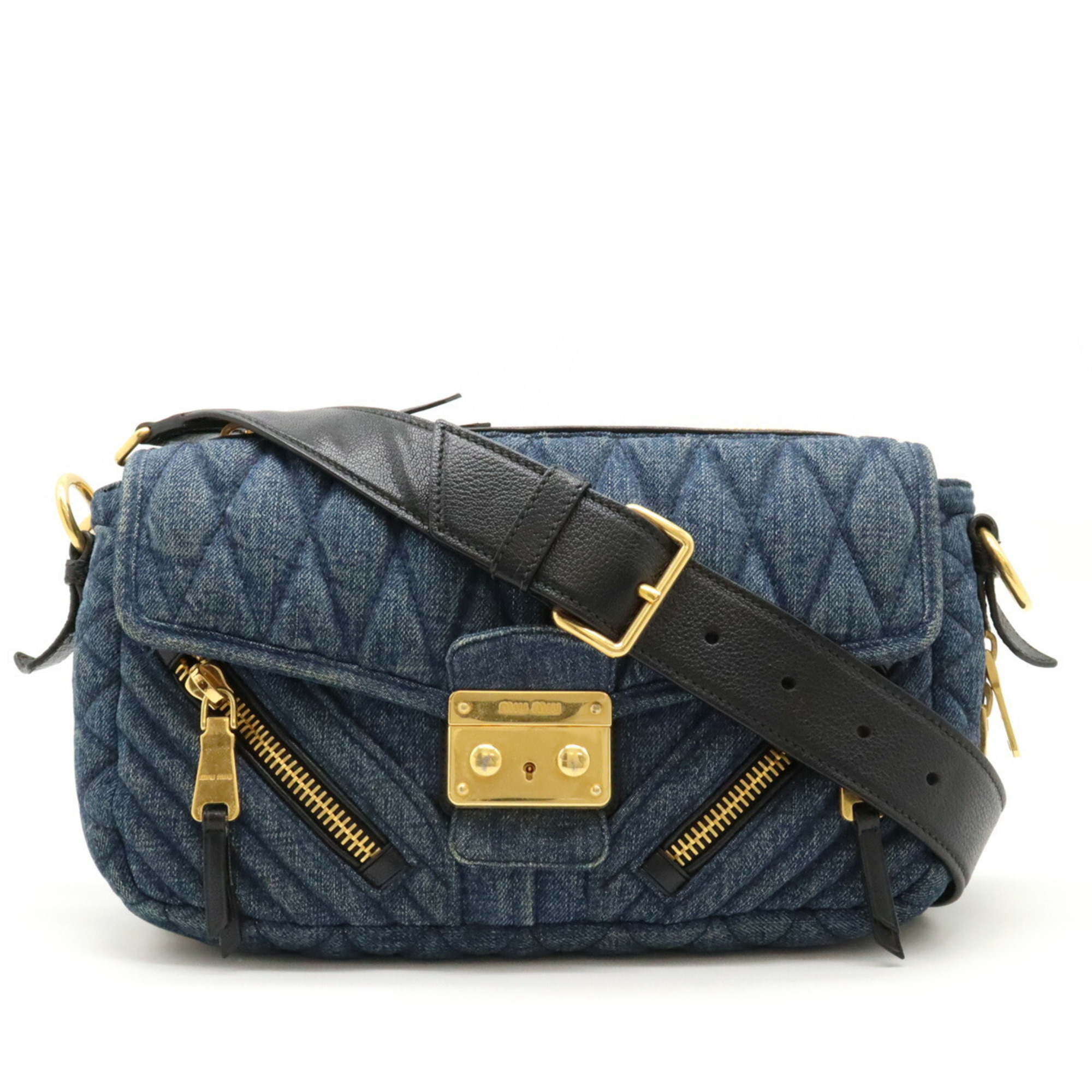 Miu Miu Miu Matelasse Shoulder Bag Denim Leather AVIO Blue Purchased at a domestic boutique RR1903