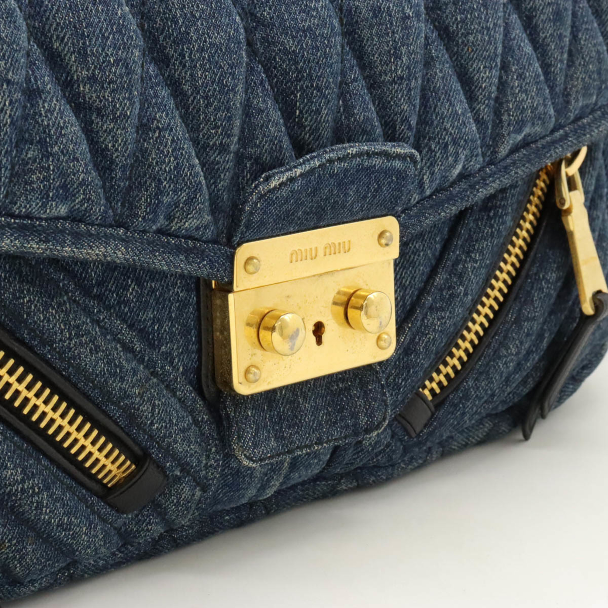 Miu Miu Miu Matelasse Shoulder Bag Denim Leather AVIO Blue Purchased at a domestic boutique RR1903