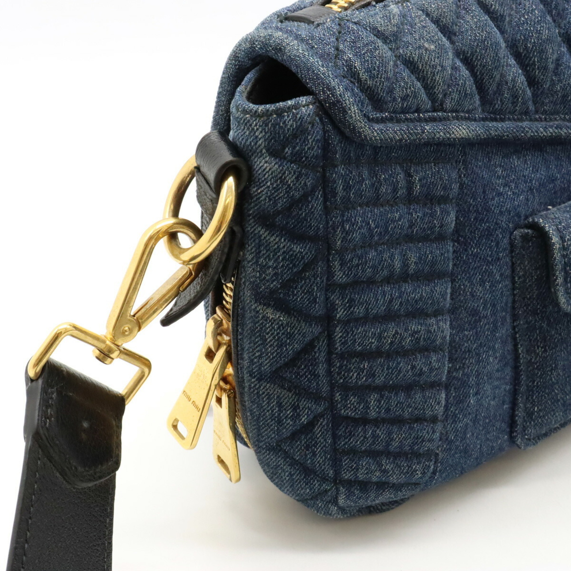 Miu Miu Miu Matelasse Shoulder Bag Denim Leather AVIO Blue Purchased at a domestic boutique RR1903