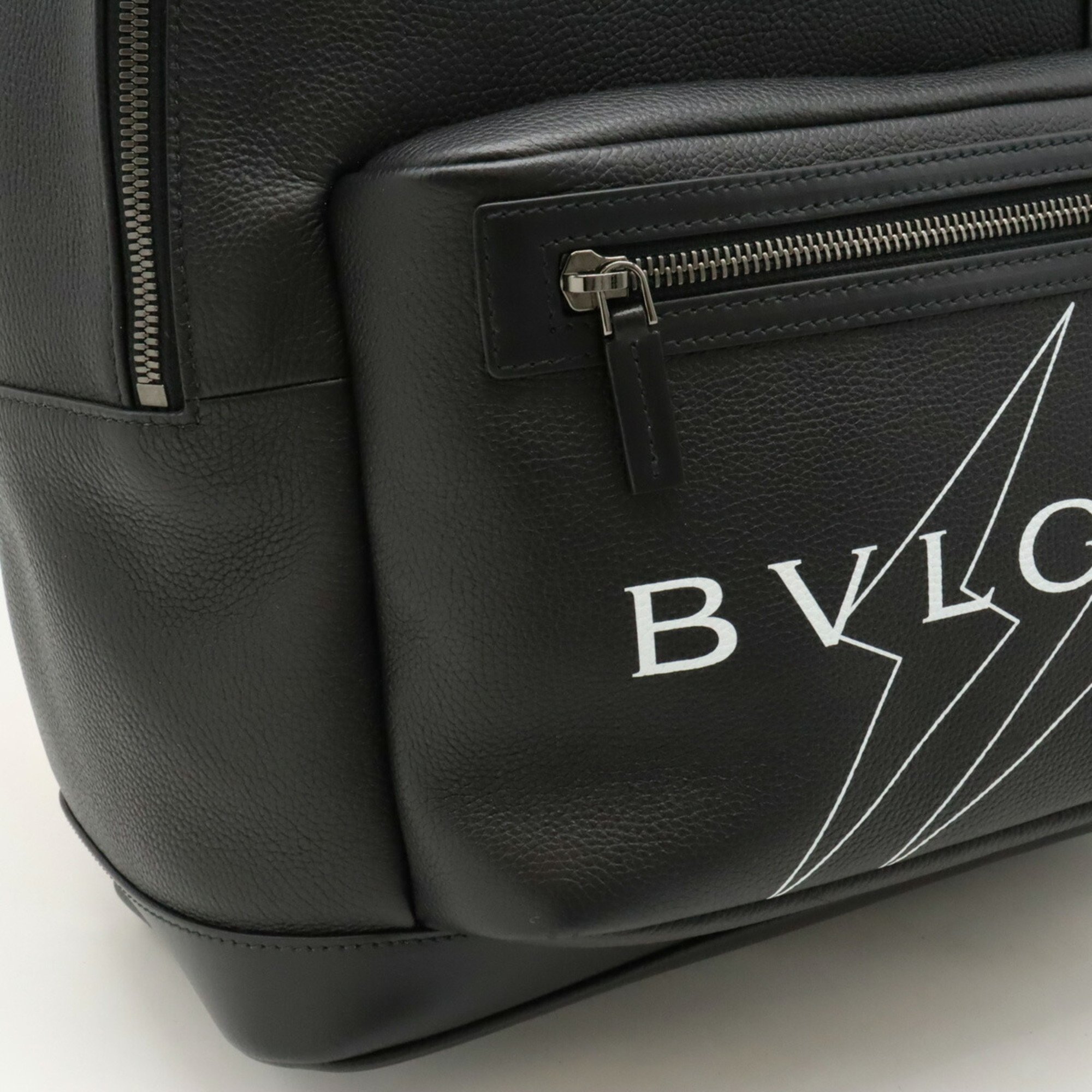 BVLGARI Bulgari Backpack Fragment Collaboration Leather Black 290780