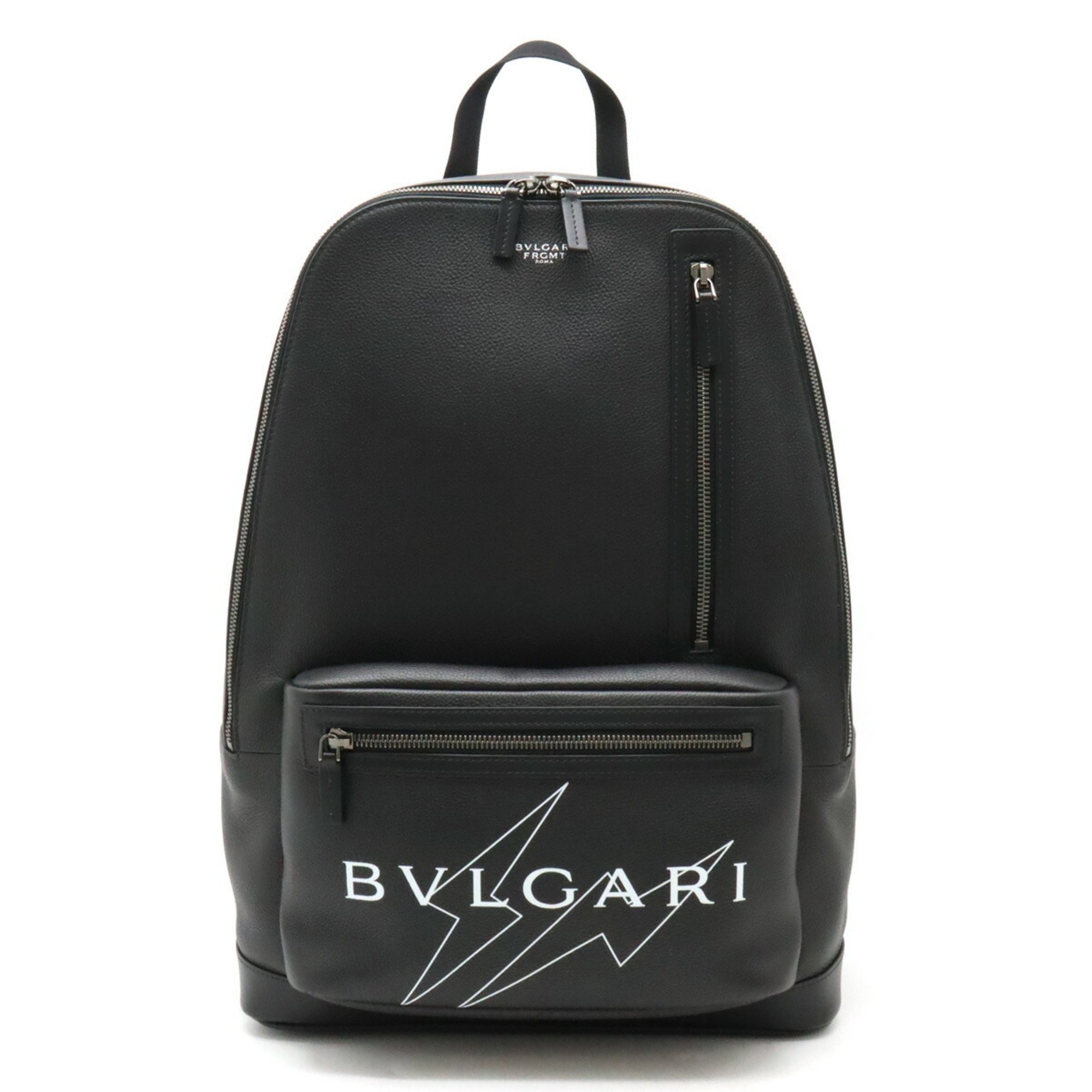 BVLGARI Bulgari Backpack Fragment Collaboration Leather Black 290780