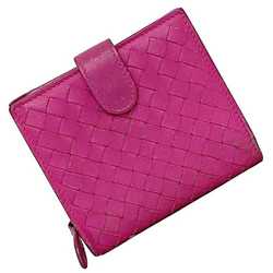 Bottega Veneta Bi-fold Wallet Pink Intrecciato Compact Leather BOTTEGA VENETA Women's