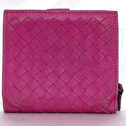 Bottega Veneta Bi-fold Wallet Pink Intrecciato Compact Leather BOTTEGA VENETA Women's