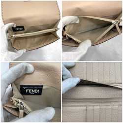 Fendi Bi-fold Pink Beige Selleria 8M0308 Leather FENDI Flap Turnlock Women's Long Wallet