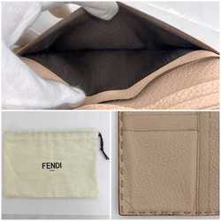 Fendi Bi-fold Pink Beige Selleria 8M0308 Leather FENDI Flap Turnlock Women's Long Wallet