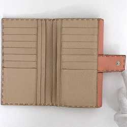 Fendi Bi-fold Pink Beige Selleria 8M0308 Leather FENDI Flap Turnlock Women's Long Wallet