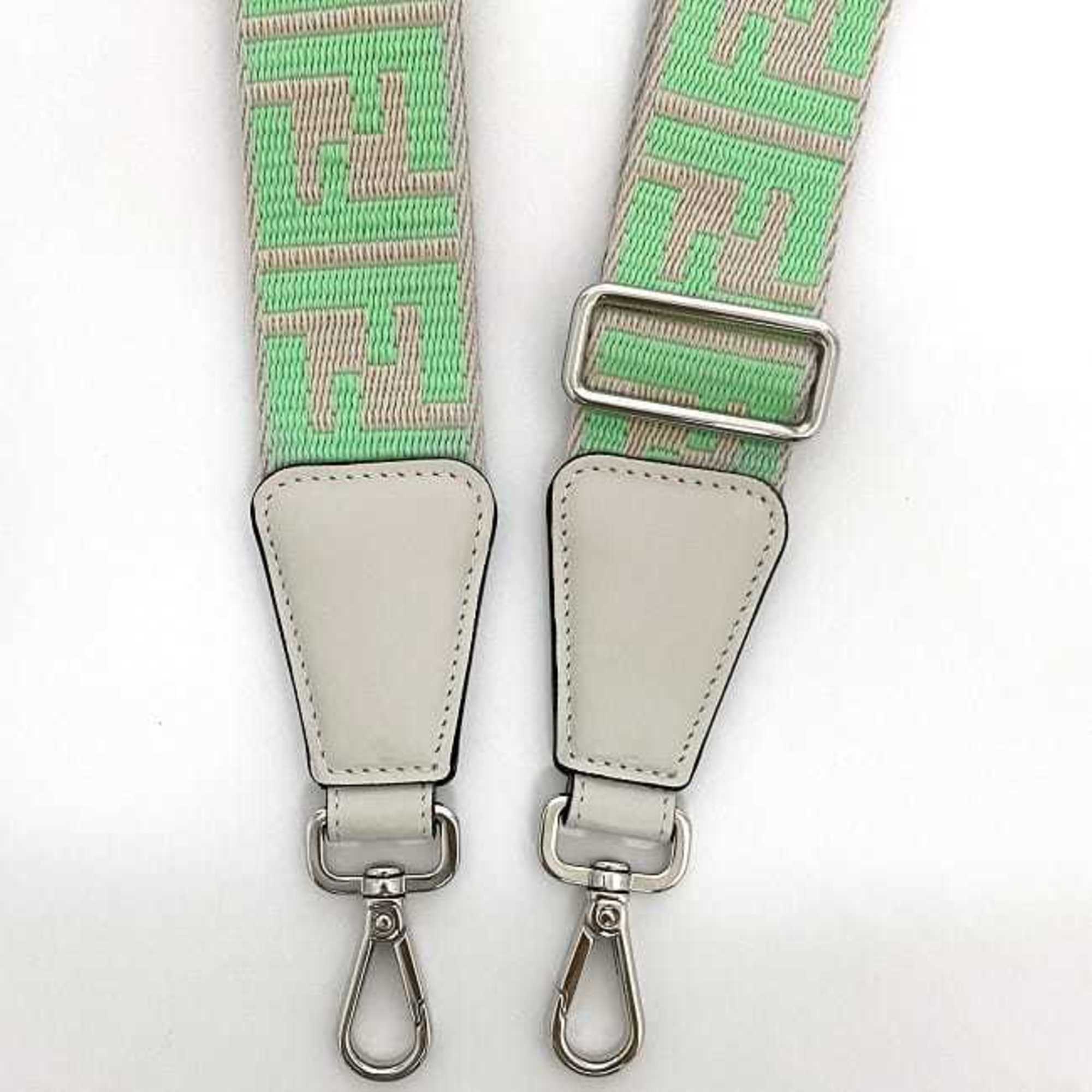 Fendi Strap You Gray Green Shoulder strap only Jacquard canvas Leather FENDI FF Wide width