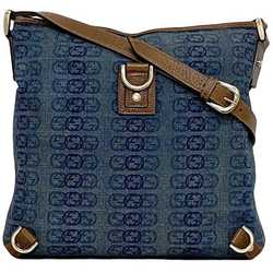 Gucci Shoulder Bag Blue Brown Interlocking Abby 131326 GG Leather Denim Canvas GUCCI Women's