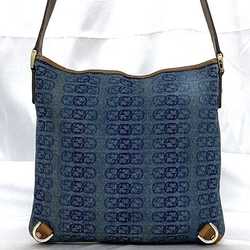 Gucci Shoulder Bag Blue Brown Interlocking Abby 131326 GG Leather Denim Canvas GUCCI Women's