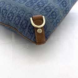 Gucci Shoulder Bag Blue Brown Interlocking Abby 131326 GG Leather Denim Canvas GUCCI Women's