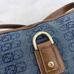 Gucci Shoulder Bag Blue Brown Interlocking Abby 131326 GG Leather Denim Canvas GUCCI Women's