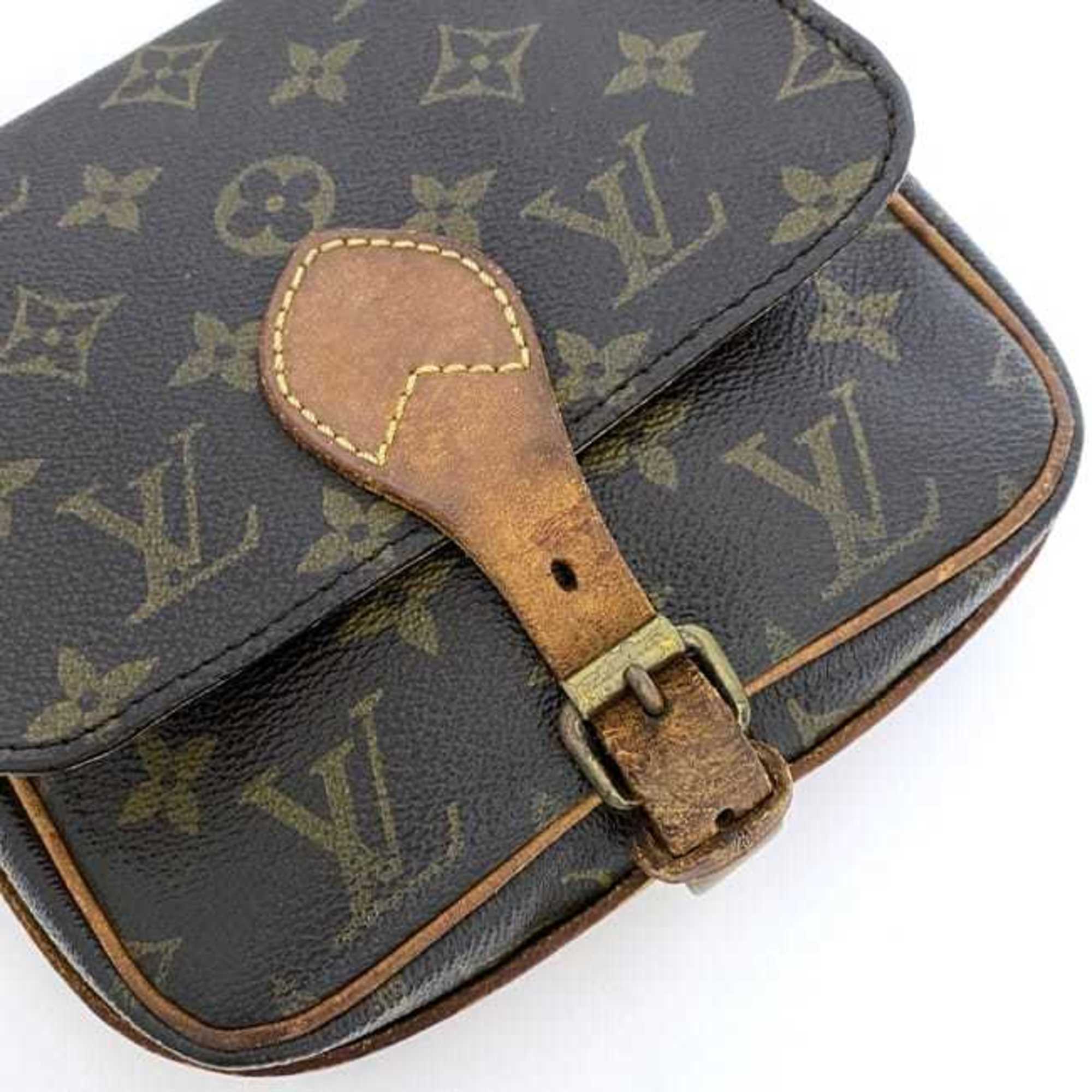 Louis Vuitton Shoulder Bag Cartesier Brown Monogram M51254 Canvas Tanned Leather 874 SL LOUIS VUITTON Flap Women's Compact