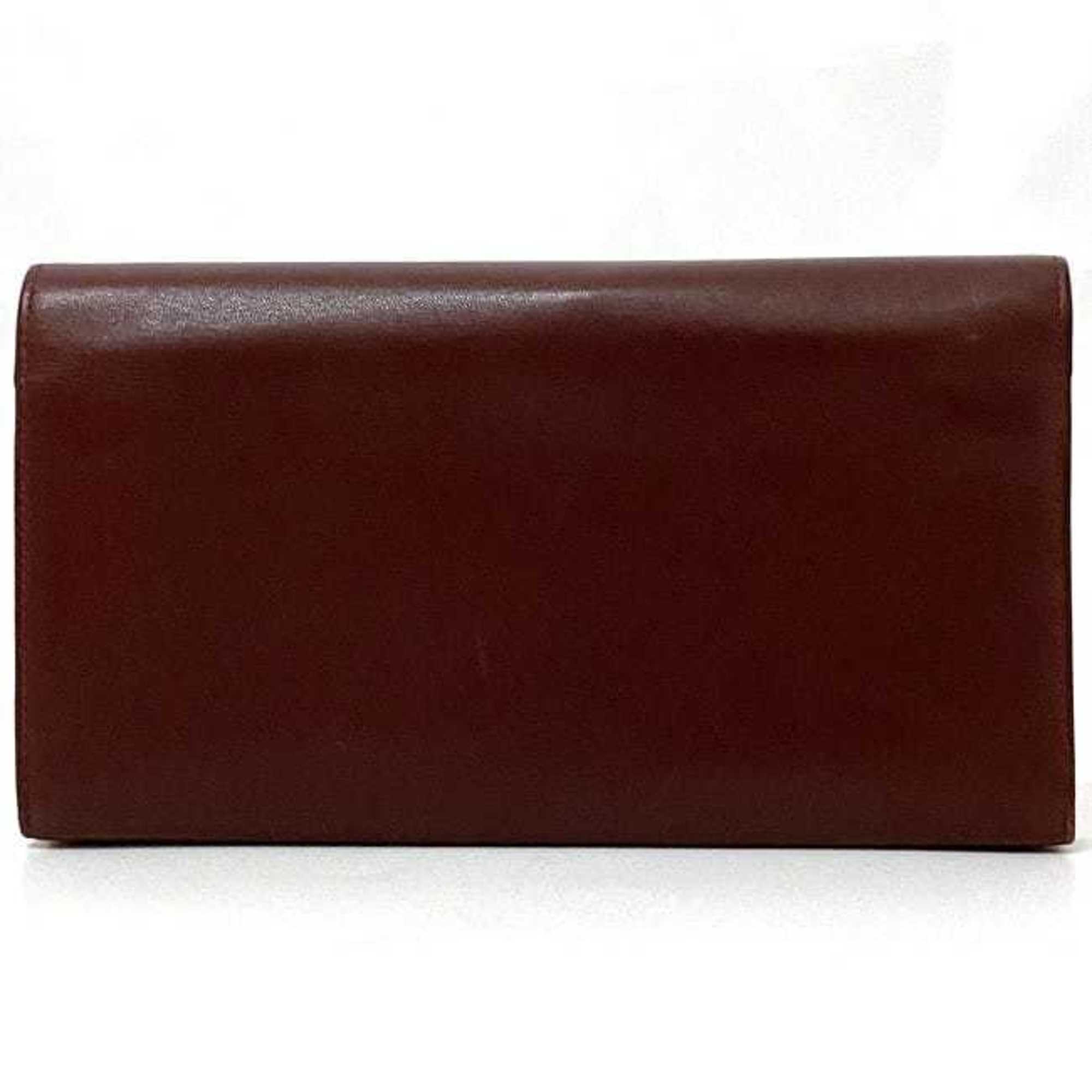 Cartier Bi-fold Long Wallet Bordeaux Must Leather Men's Women's Chic