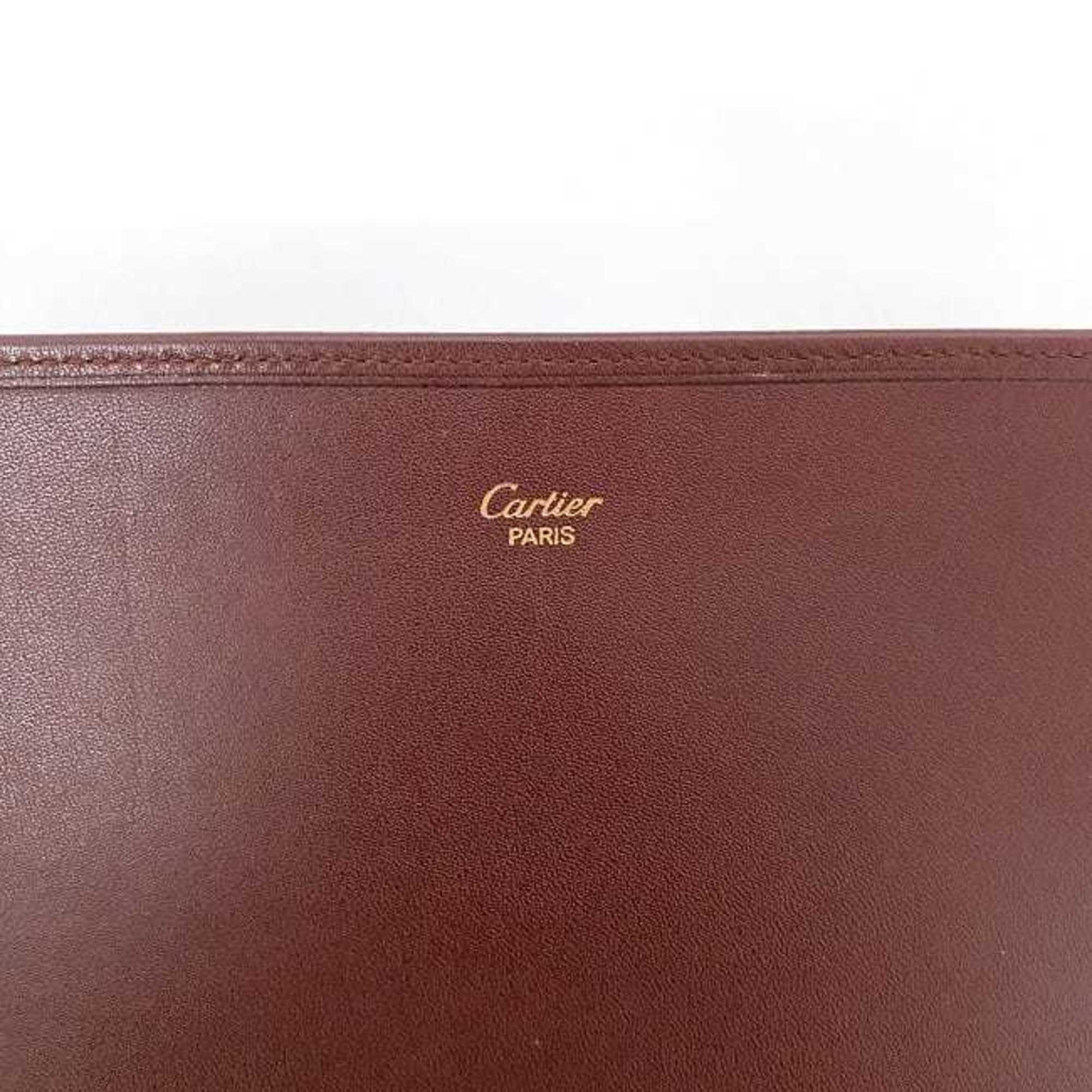 Cartier Bi-fold Long Wallet Bordeaux Must Leather Men's Women's Chic