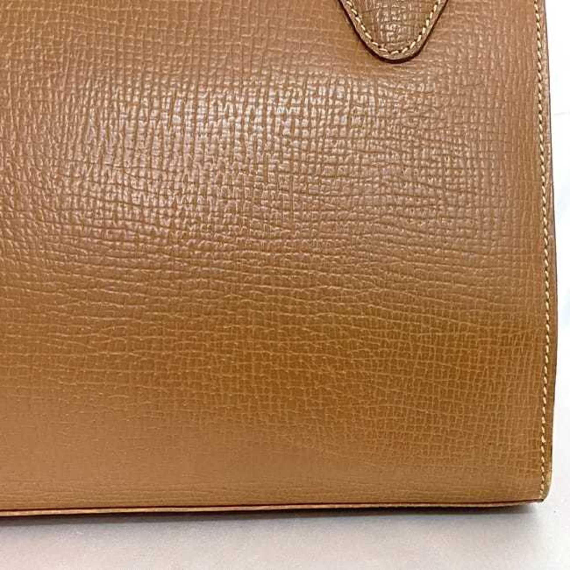 LOEWE Shoulder Tote Bag Brown Leather Grain Women's