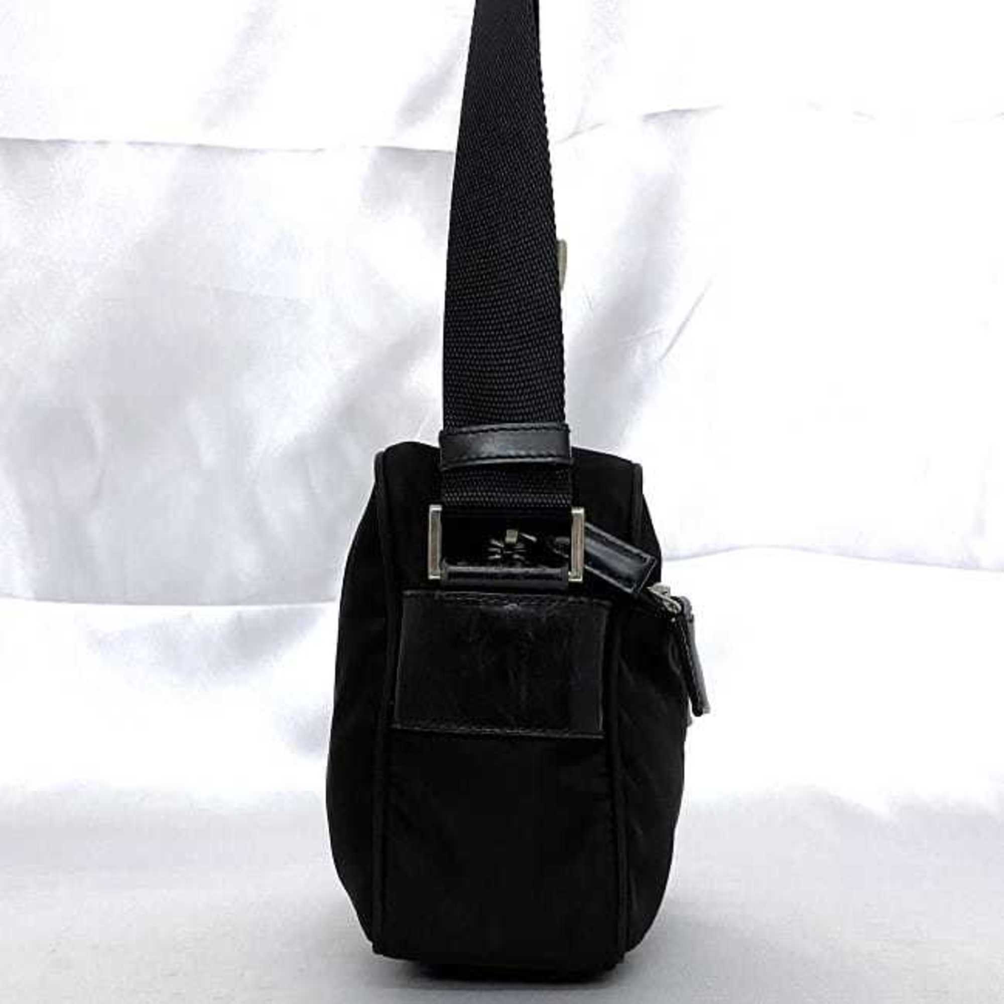 Prada Shoulder Bag Black Tessuto Nylon Leather PRADA Camera Triangle Men's Women's