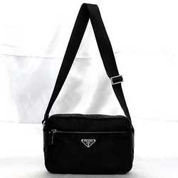 Prada Shoulder Bag Black Tessuto Nylon Leather PRADA Camera Triangle Men's Women's