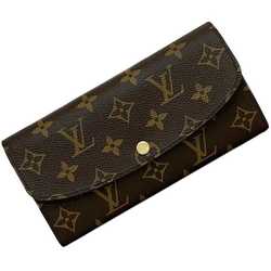 Louis Vuitton Bi-fold Long Wallet Portefeuille Emily Brown Bordeaux Fuchsia Monogram M60697 f-20889 Canvas IC Tag Response LOUIS VUITTON Flap