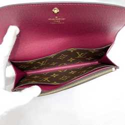 Louis Vuitton Bi-fold Long Wallet Portefeuille Emily Brown Bordeaux Fuchsia Monogram M60697 f-20889 Canvas IC Tag Response LOUIS VUITTON Flap