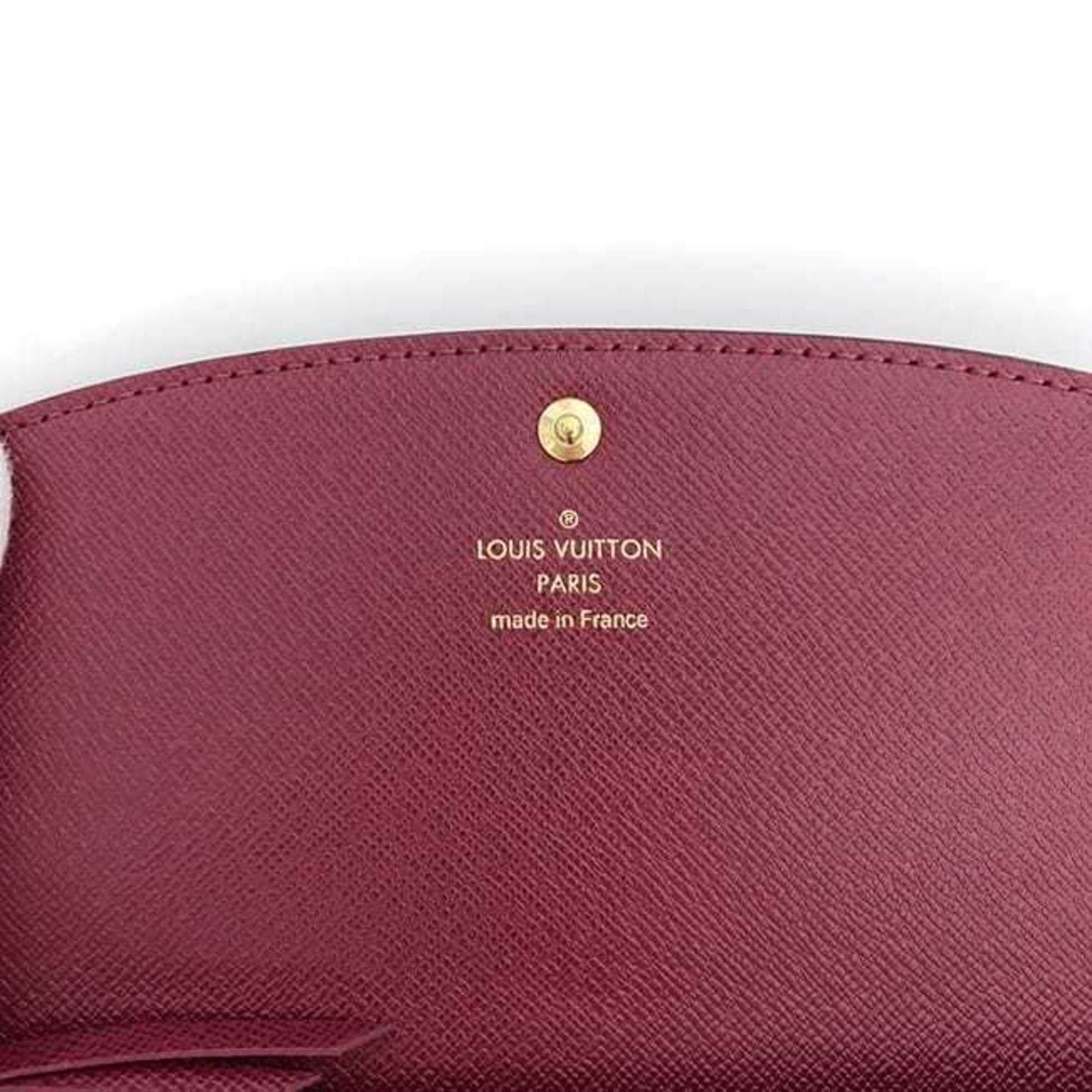 Louis Vuitton Bi-fold Long Wallet Portefeuille Emily Brown Bordeaux Fuchsia Monogram M60697 f-20889 Canvas IC Tag Response LOUIS VUITTON Flap